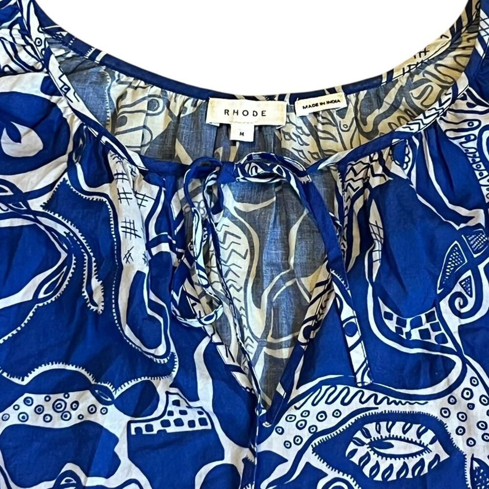 Rhode Women’s Sz M Blue Floral Print Mini Dress Emma Long Sleeve Mini - Picture 5 of 15